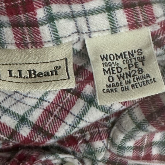 LL Bean Nightgown Size M Petite MP Long Pintuck Red Plaid Tartan Flannel PJs VTG - Picture 6 of 7
